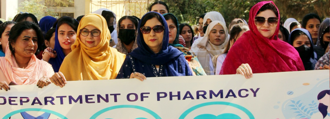 The World Pharmacists Day Celebration in the Department of PharmacyThe Department of Pharmacy, Sardar Bahadur Khan Women's University has celebrated World Pharmacists Day with great enthusiasm. Here are some highlights from the event:Walk and Celebration: The University's Vice Chancellor Prof. Dr. Rubina Mushtaq, Pro-VC Dr. Rahila Umer Sumalani, registrar Dr. Zainab, Dean of Life Sciences, HOD of the Pharmacy Department along with faculty members, and students participated in a walk to mark the occasion.Cake Cutting Ceremony: A cake cutting ceremony was held in the Department, symbolizing the significance of pharmacy professionals